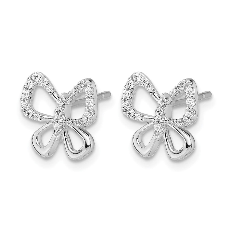 14K Weißgold Ohrringe mit echten Diamanten in Schmetterling-Design