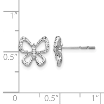 14K Weißgold Schmetterling-Ohrstecker mit 0,17 ct. laborgezüchteten Diamanten VS/SI+ G+