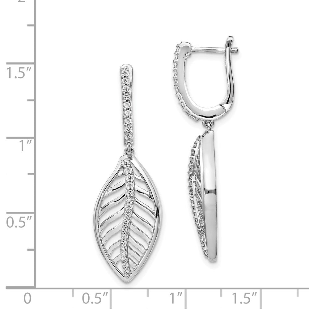 14K Weißgold Diamant-Blatt-Ohrringe mit Leverback-Verschluss