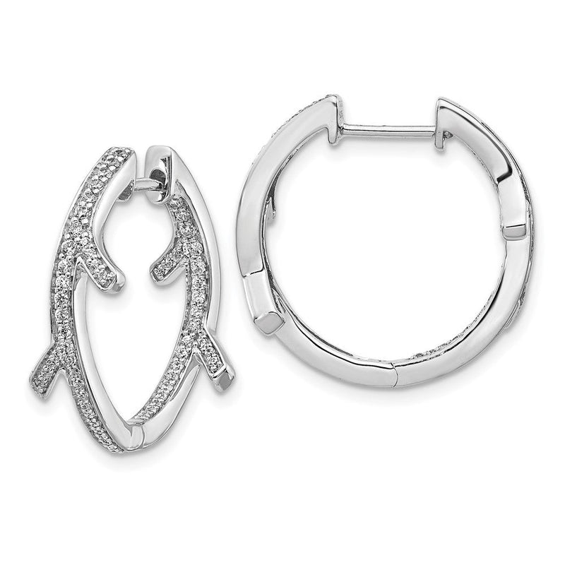 14K Weißgold Fancy-Ohrringe mit echten Diamanten