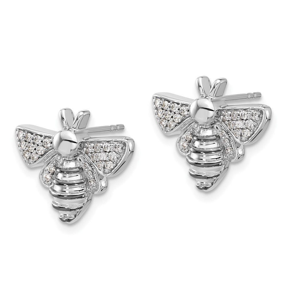 14K Weißgold Ohrringe mit echten Diamanten Biene