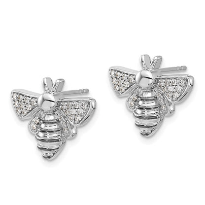14K Weißgold Ohrringe mit echten Diamanten Biene