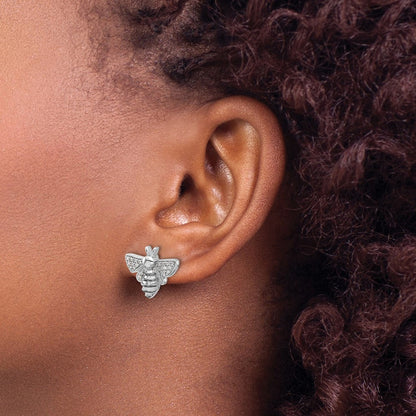 14K Weißgold Ohrringe mit echten Diamanten Biene