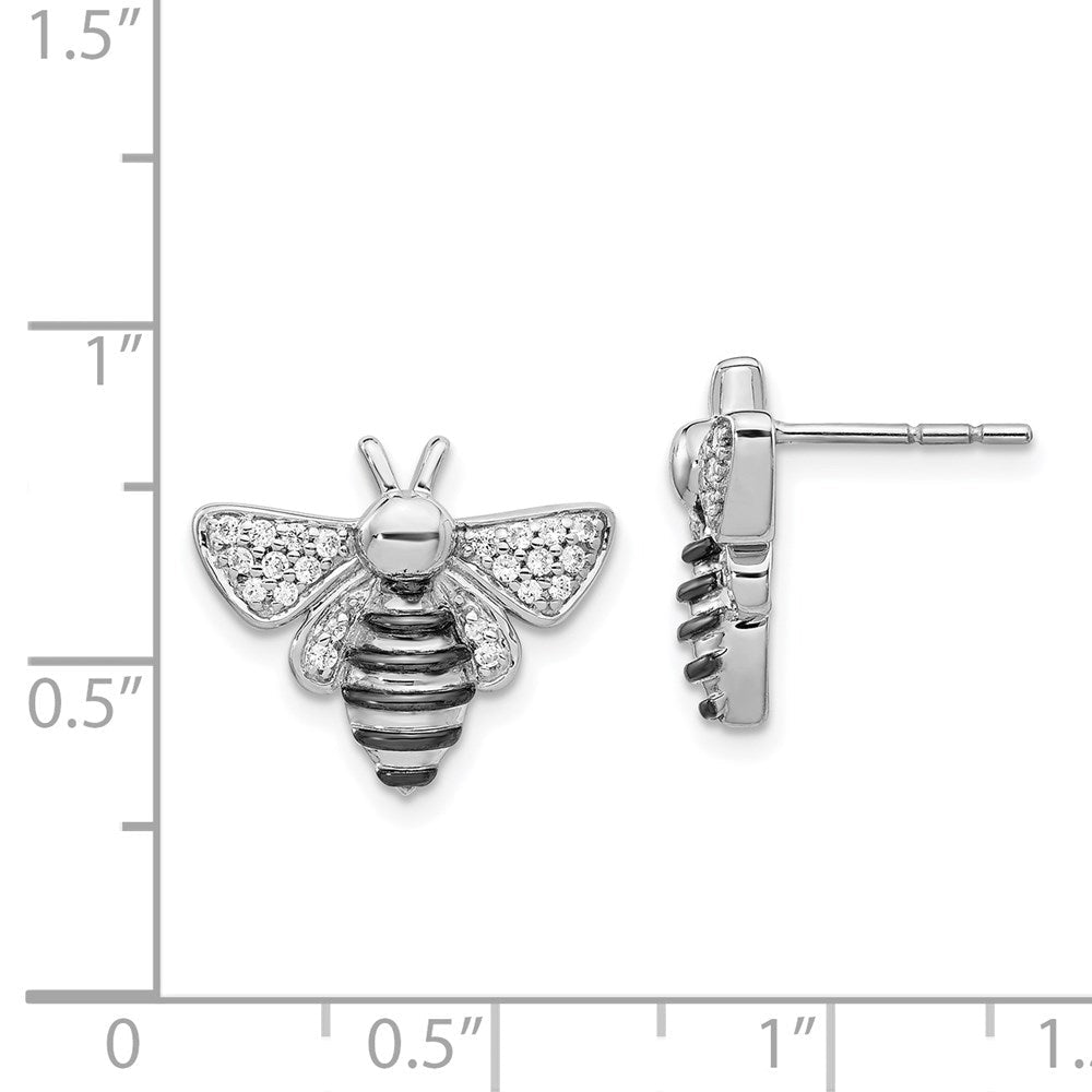 14K Weißgold Ohrringe mit echten Diamanten Biene