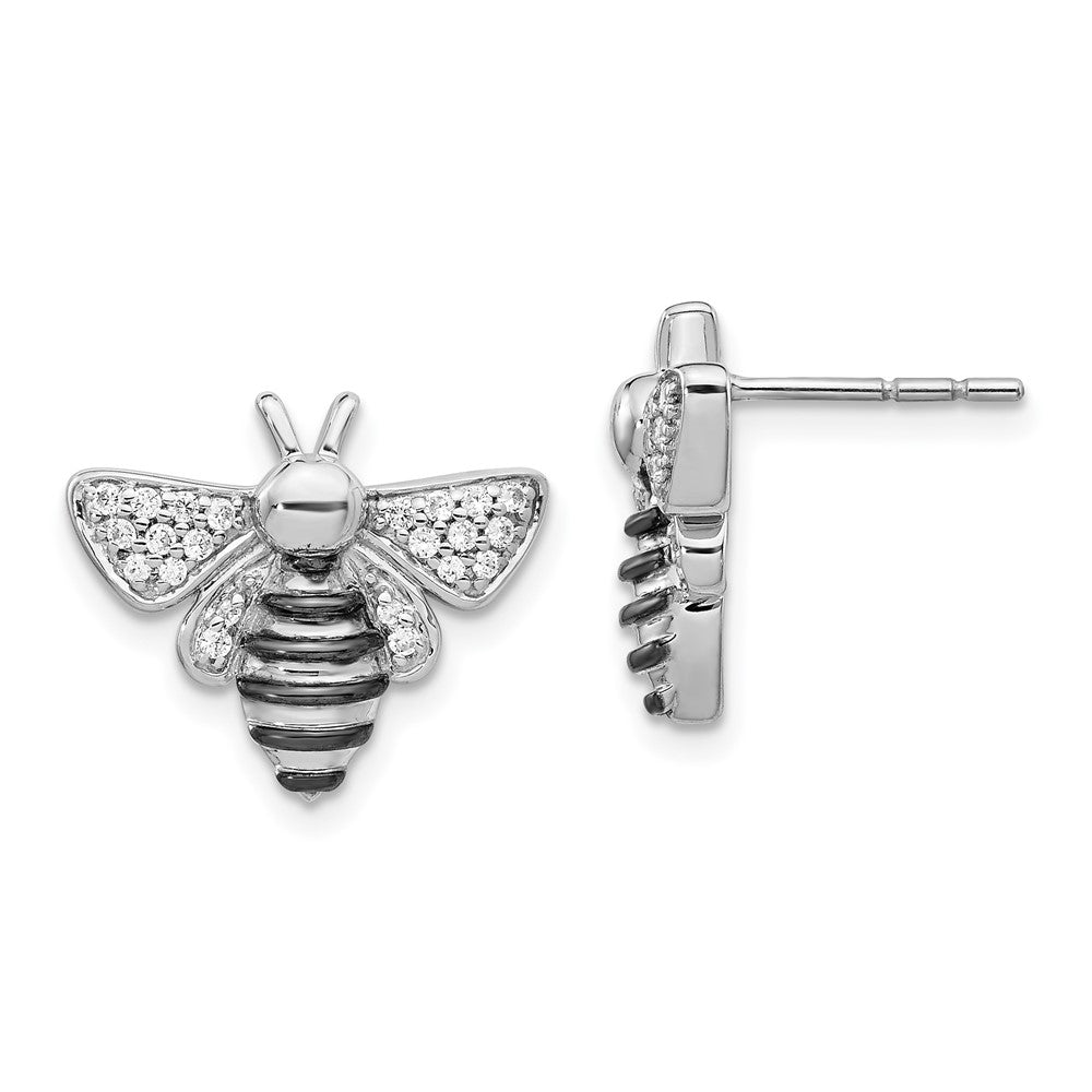 14K Weißgold Ohrringe mit echten Diamanten Biene