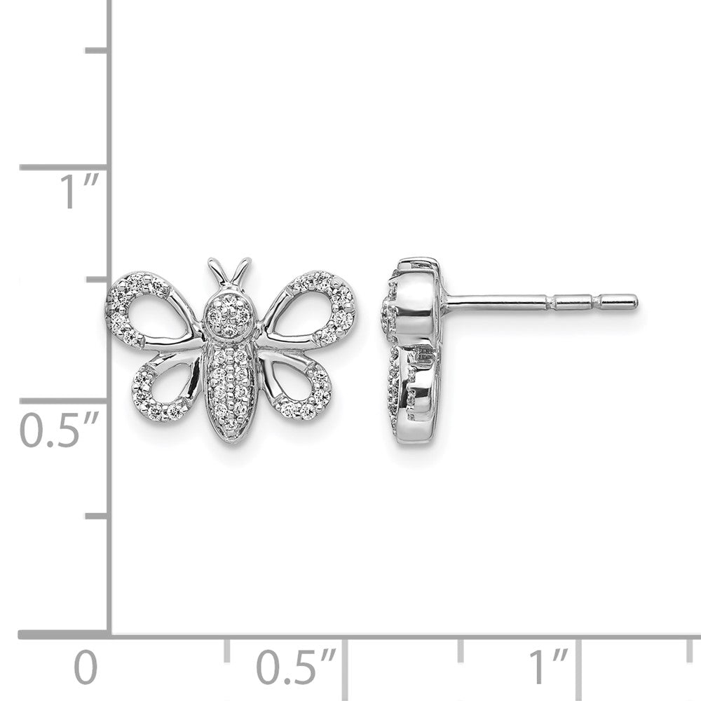 14K Weißgold Ohrringe mit echten Diamanten in Bienen-Design