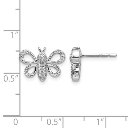 14K Weißgold Ohrringe mit echten Diamanten in Bienen-Design