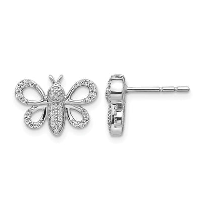 14K Weißgold Ohrringe mit echten Diamanten in Bienen-Design