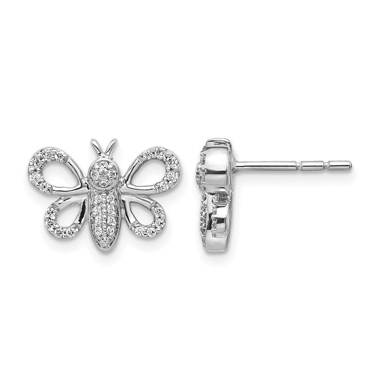 14K Weißgold Ohrringe mit echten Diamanten in Bienen-Design