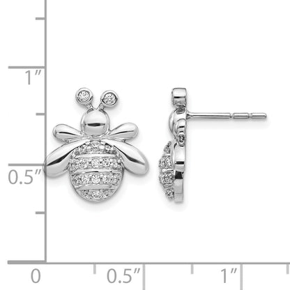 14K Weißgold Bienen-Ohrringe mit echten Diamanten