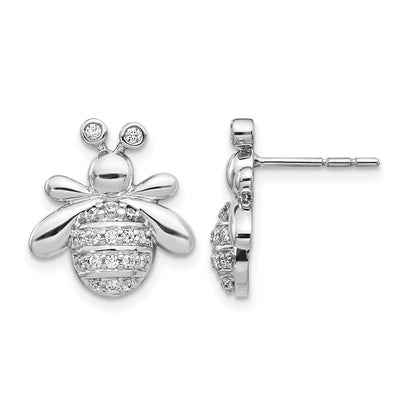 14K Weißgold Bienen-Ohrringe mit echten Diamanten