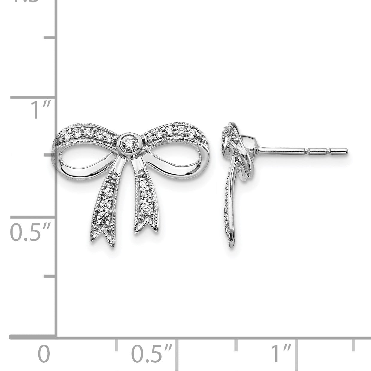 14K Weißgold Ohrringe mit echten Diamanten in Schleifenform