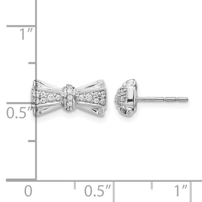 14K Weißgold Ohrstecker mit echten Diamanten in Schleifenform