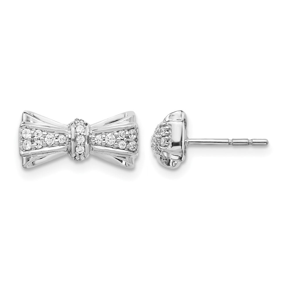 14K Weißgold Ohrstecker mit echten Diamanten in Schleifenform