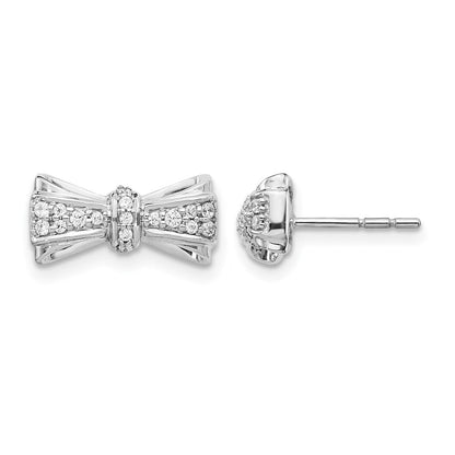 14K Weißgold Ohrstecker mit echten Diamanten in Schleifenform