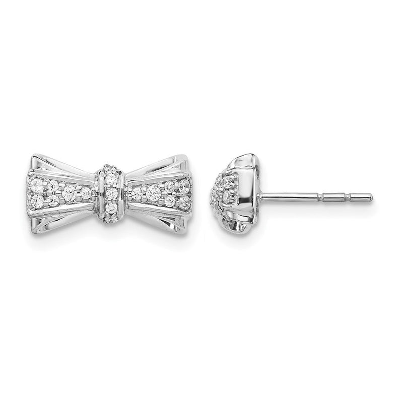 14K Weißgold Ohrstecker mit echten Diamanten in Schleifenform