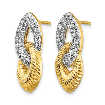 14K Gelbgold & Rhodium Ohrringe mit echten Diamanten in Fantasie-Fassung