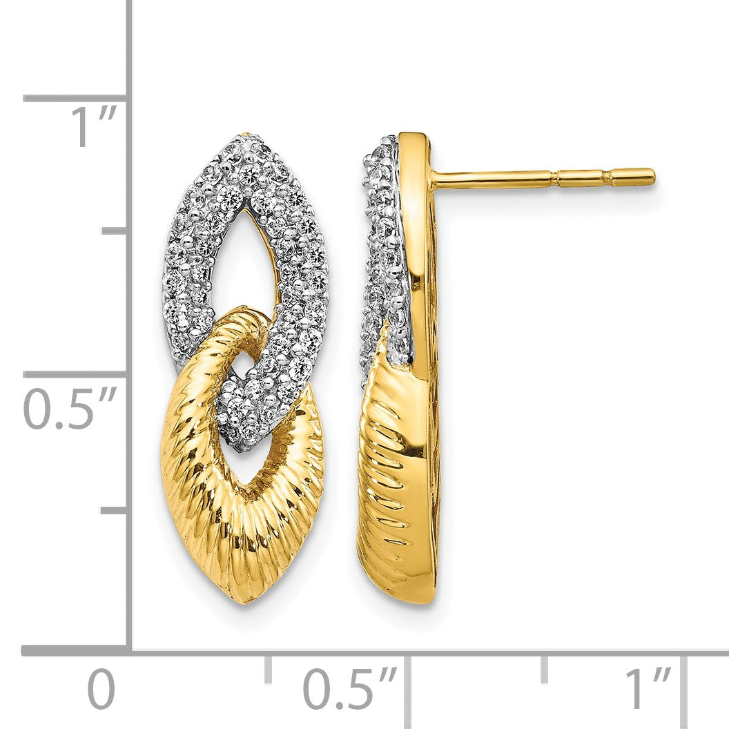 14K Gelbgold & Rhodium Ohrringe mit echten Diamanten in Fantasie-Fassung