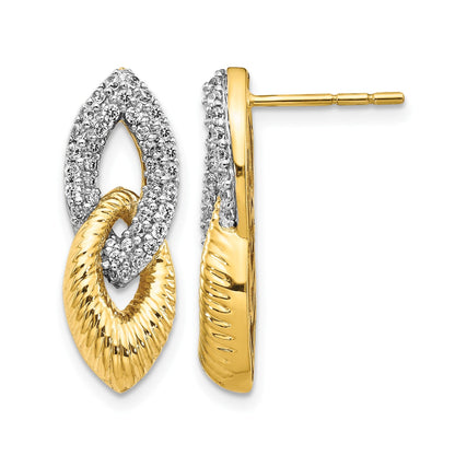 14K Gelbgold & Rhodium Ohrringe mit echten Diamanten in Fantasie-Fassung