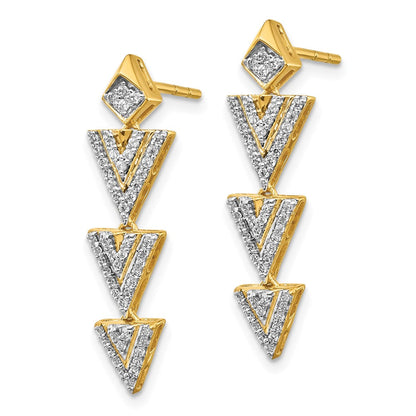 14K Gelbgold Diamant-Fantasie-Ohrringe (echte Diamanten)