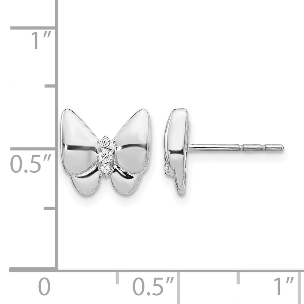 14K Weißgold Ohrringe mit echten Diamanten in Schmetterlingsform