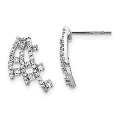 14K Weißgold Ohrringe mit echten Diamanten