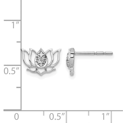 14K Weißgold Lotusblüten-Ohrringe mit echten Diamanten