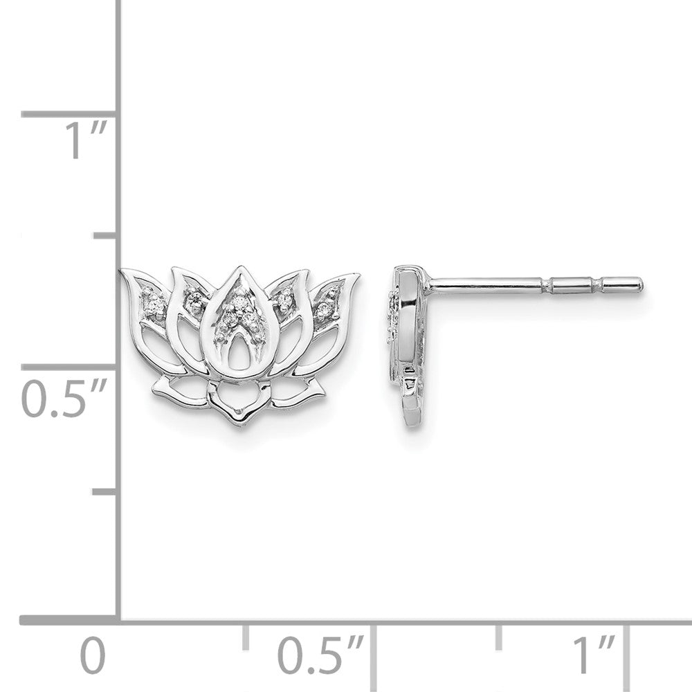 14K Weißgold Lotusblüten-Ohrringe mit echten Diamanten