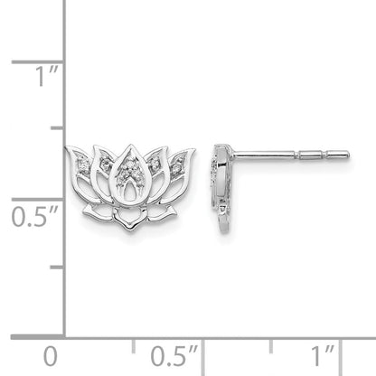 14K Weißgold Lotusblüten-Ohrringe mit echten Diamanten