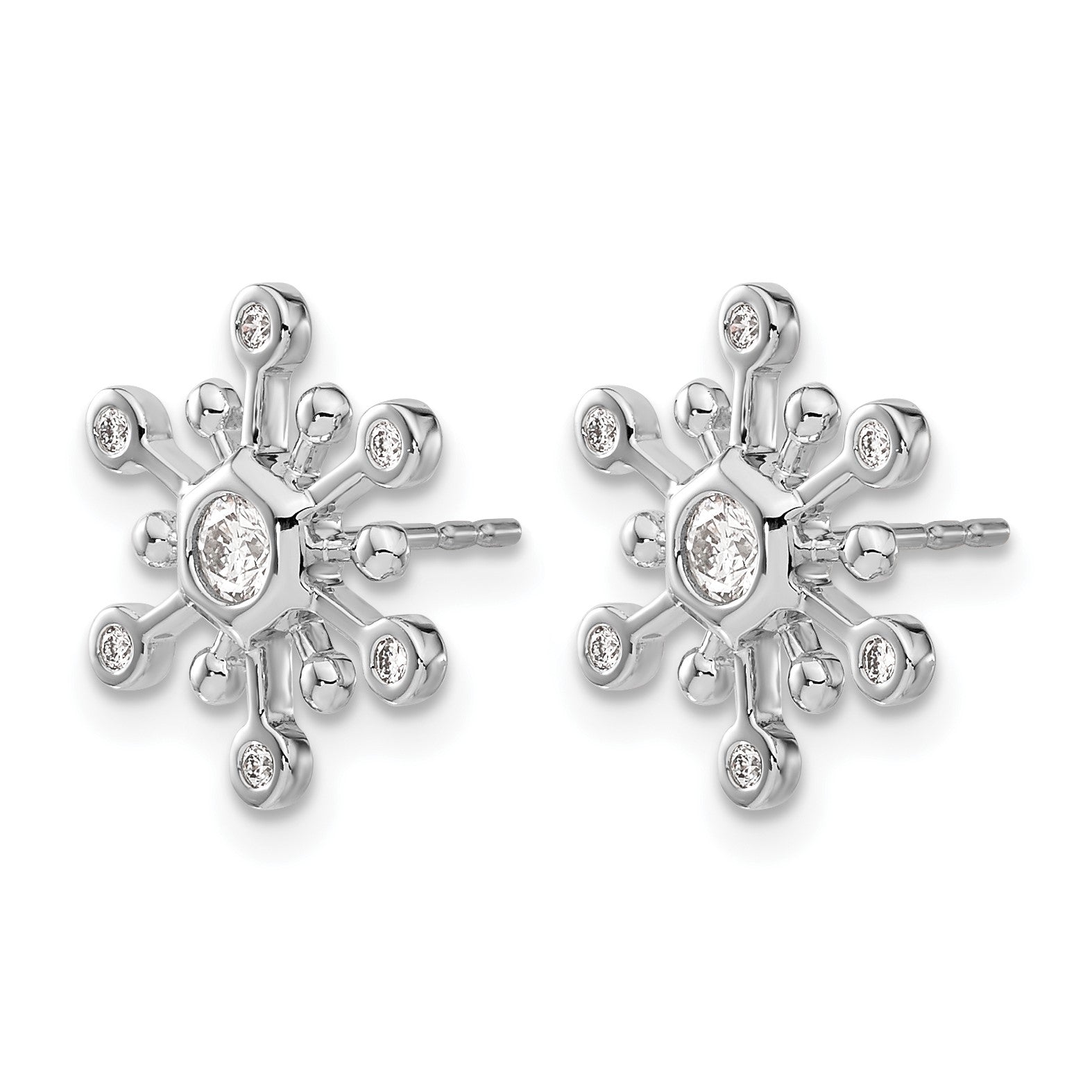 14K Weißgold Schneeflocken-Ohrringe mit echten Diamanten