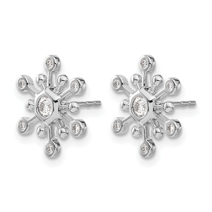 14K Weißgold Schneeflocken-Ohrringe mit echten Diamanten