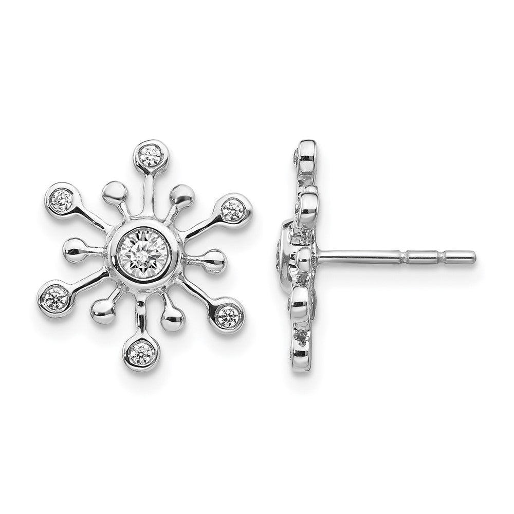 14K Weißgold Schneeflocken-Ohrringe mit echten Diamanten