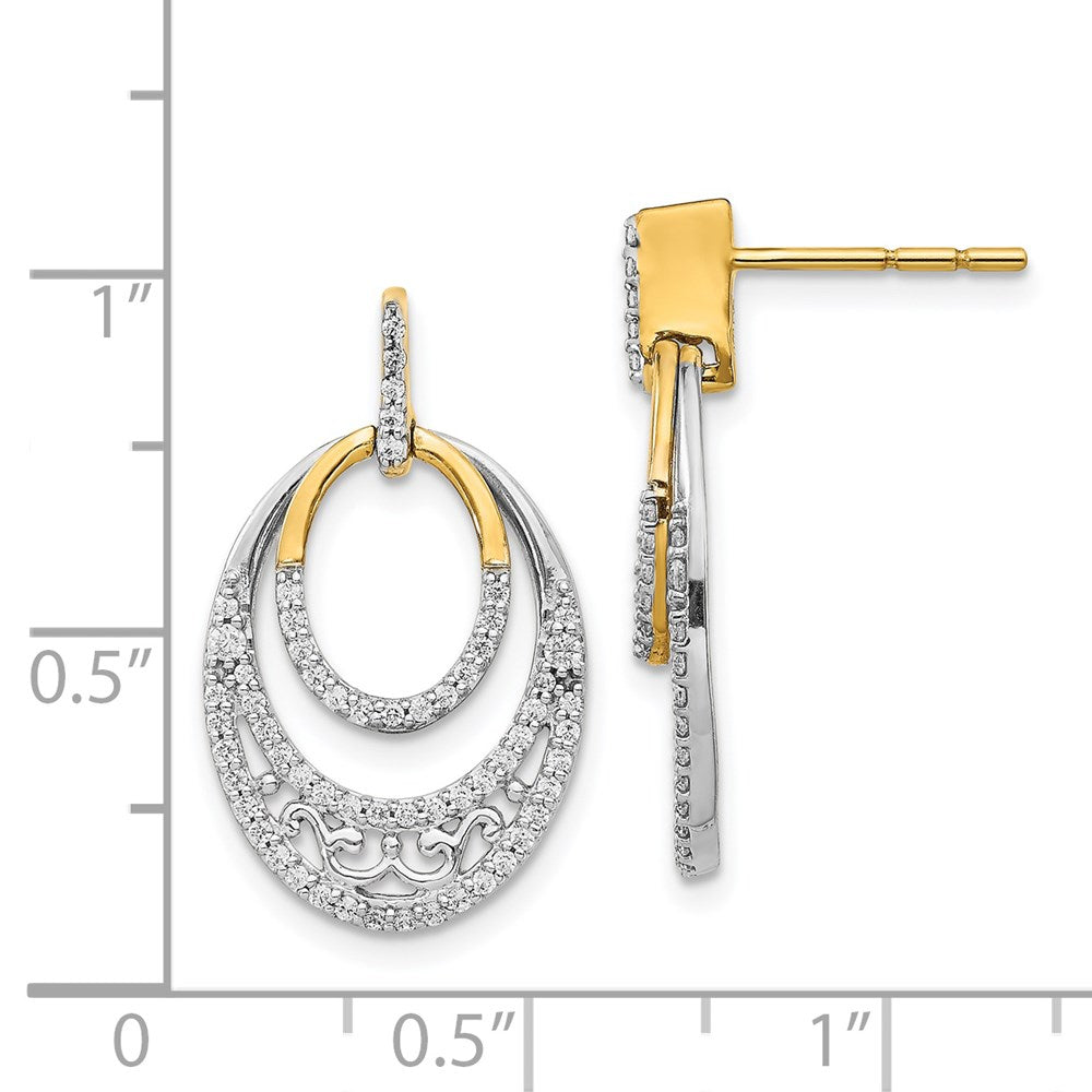 14K Gelbgold Zweifarbig Echte Diamant-Ohrringe