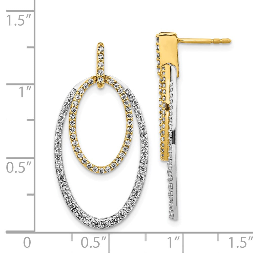 Ohrringe aus 14K Gelbgold, zweifarbig, mit echten Diamanten