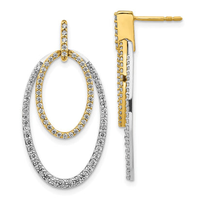 Ohrringe aus 14K Gelbgold, zweifarbig, mit echten Diamanten