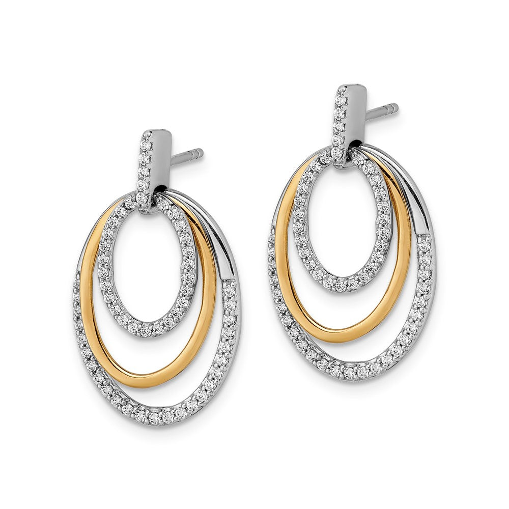 14K Gelbgold Zweifarbige Diamant-Ohrringe, echt