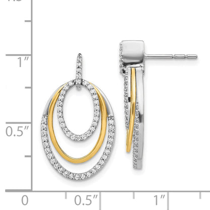 14K Gelbgold Zweifarbige Diamant-Ohrringe, echt