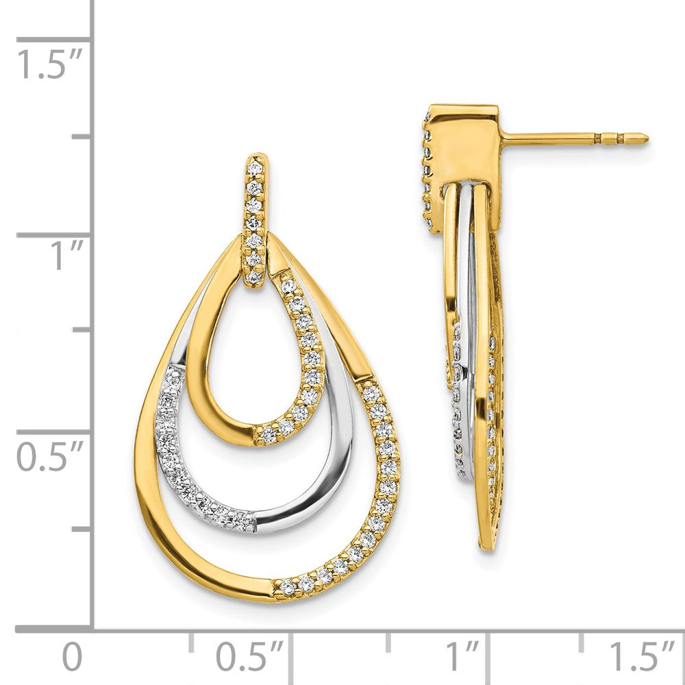 14K Gelbgold Zweifarbig Echte Diamant-Ohrringe