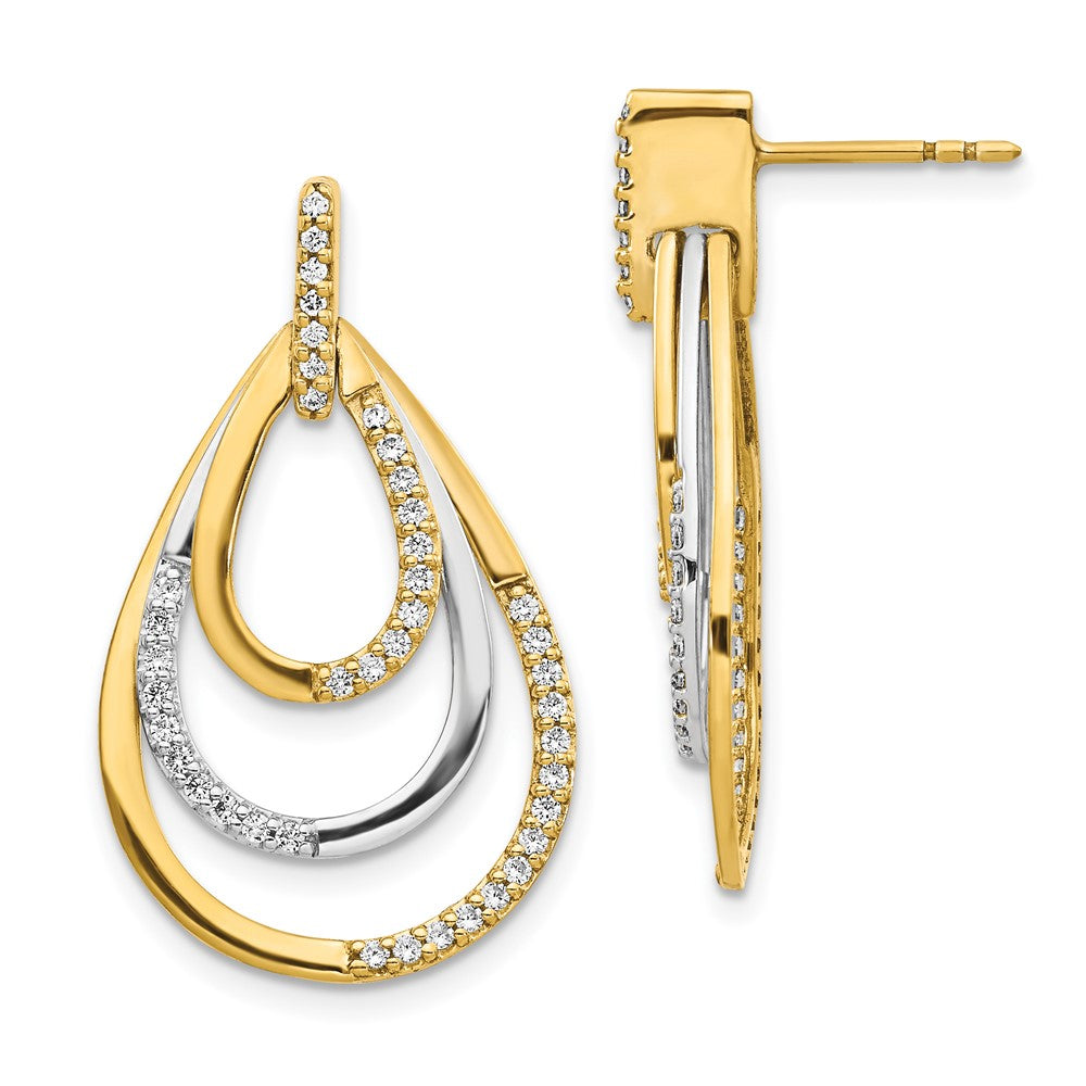 14K Gelbgold Zweifarbig Echte Diamant-Ohrringe