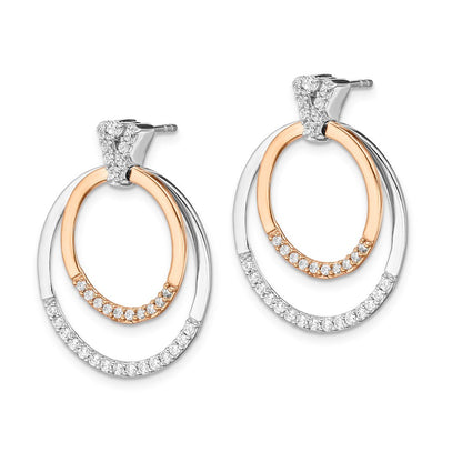 14K Gelbgold Zweifarbige Ohrringe mit echten Diamanten