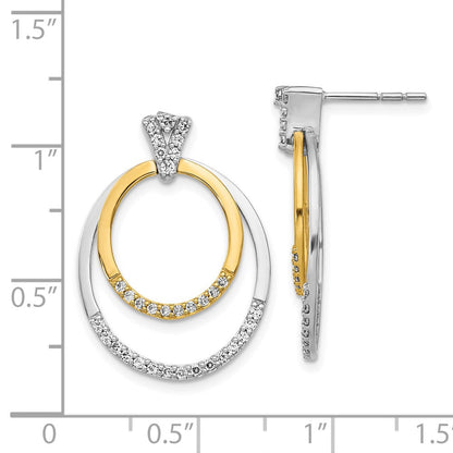 14K Gelbgold Zweifarbige Ohrringe mit echten Diamanten