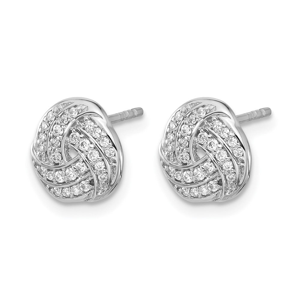 14K Weißgold Ohrringe mit echten Diamanten, Liebesknoten-Design
