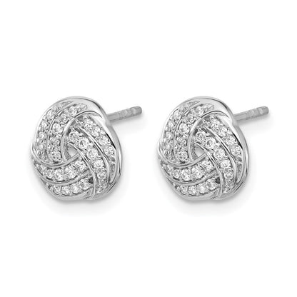 14K Weißgold Ohrringe mit echten Diamanten, Liebesknoten-Design