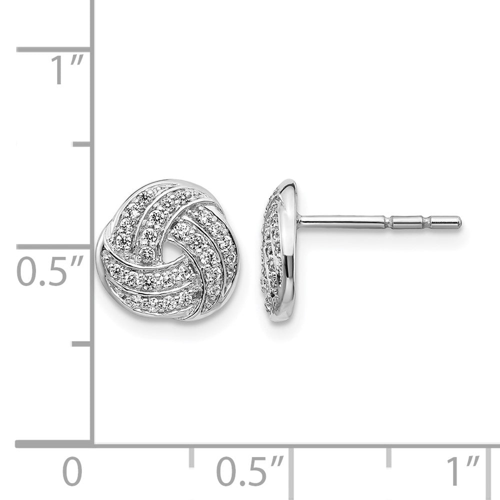 14K Weißgold Ohrringe mit echten Diamanten, Liebesknoten-Design