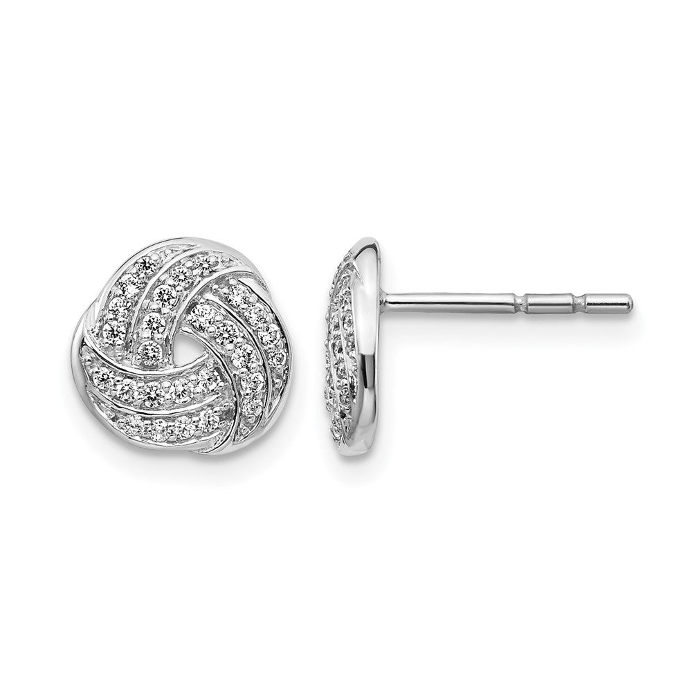 14K Weißgold Ohrringe mit echten Diamanten, Liebesknoten-Design