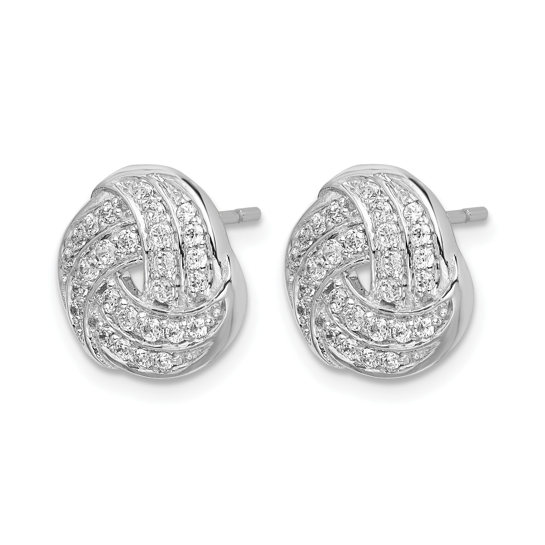 14K Weißgold Diamant-Liebesknoten-Ohrringe, echte Diamanten