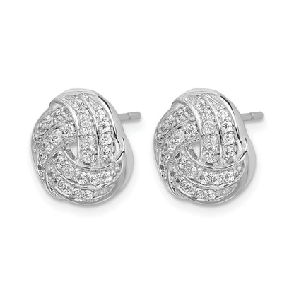 14K Weißgold Diamant-Liebesknoten-Ohrringe, echte Diamanten