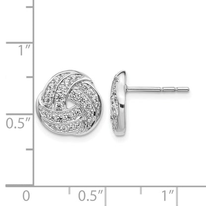 14K Weißgold Diamant-Liebesknoten-Ohrringe, echte Diamanten