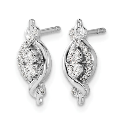 14K Weißgold Diamant-Fantasie-Ohrringe mit echten Diamanten