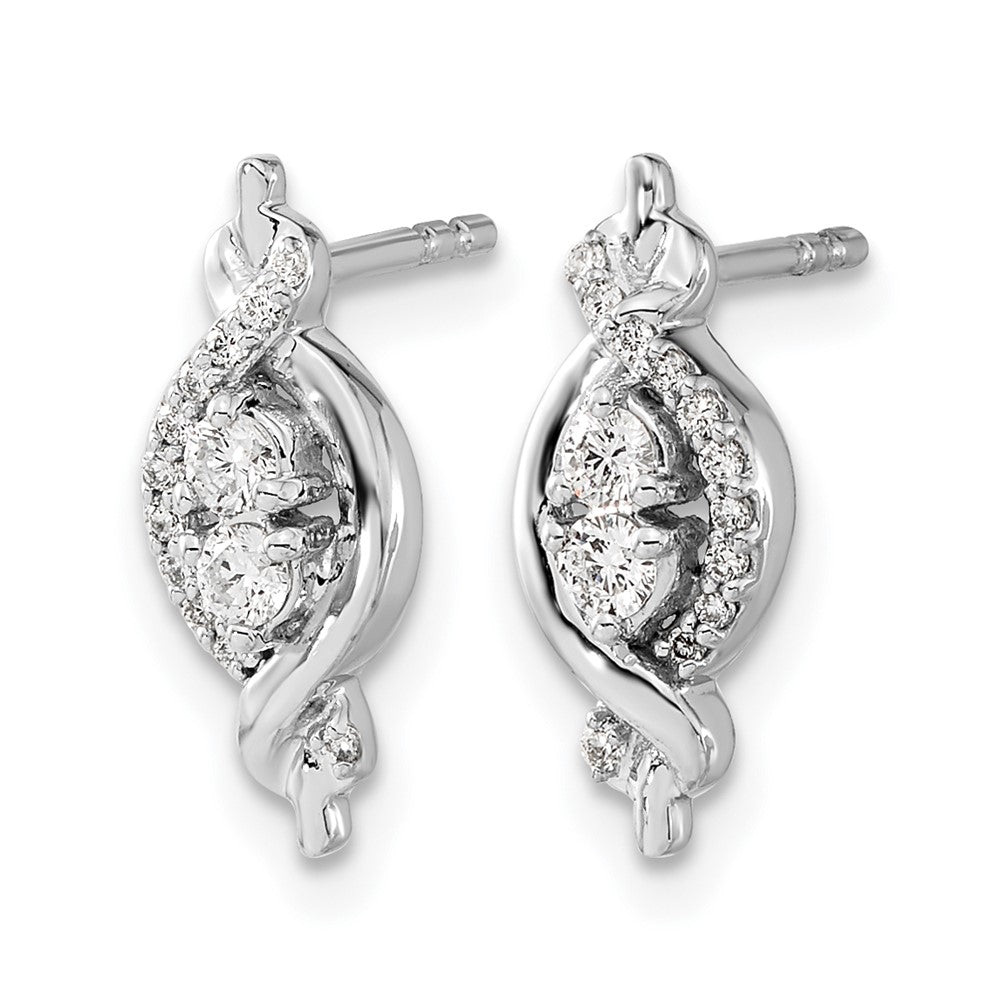 14K Weißgold Diamant-Fantasie-Ohrringe mit echten Diamanten